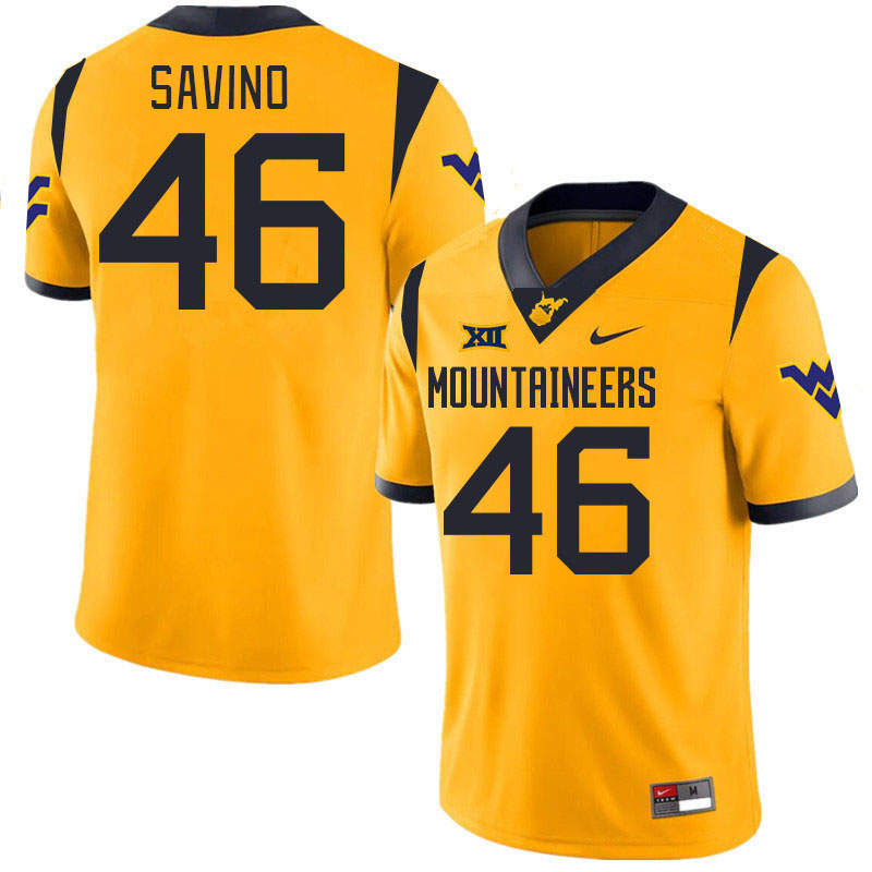 #46 Luke Savino West Virginia Mountaineers College 2024 New Uniforms Football Jerseys Stitched Sale-Gold